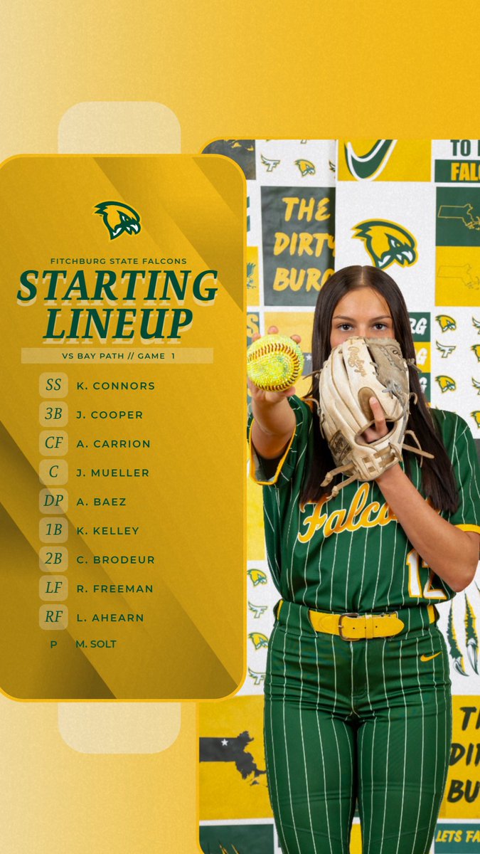 FSU_Falcons's tweet image. 🥎Here is your @fsufalconsb starting lineup for their non-conference, game one matchup against the Wildcats of Bay Path University this afternoon.

#FearTheFlock
