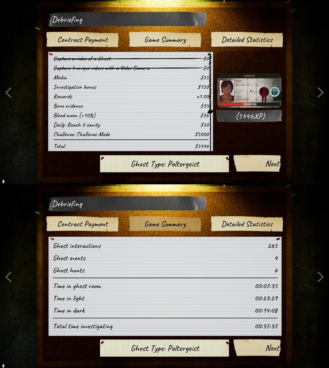 chu_chu_jp's tweet image. という事で今週チャレンジ無事ストレートでクリアするもラスト「Blood moon(+10%)」がchallengeの報酬に乗らないのは鬼畜のヤリ損ね😇
#Phasmophobia 
#ファスモフォビア 
#ファズモフォビア 
#パスモフォビア 
#ホラーゲーム配信 
#ホラゲー実況 
#GameStreaming 
#HorrorGaming 
#睡眠導入 
#作業用