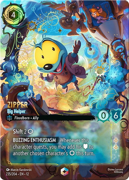 Our enchanted chase card for Disney Lorcana Wilds Unknown is Zipper