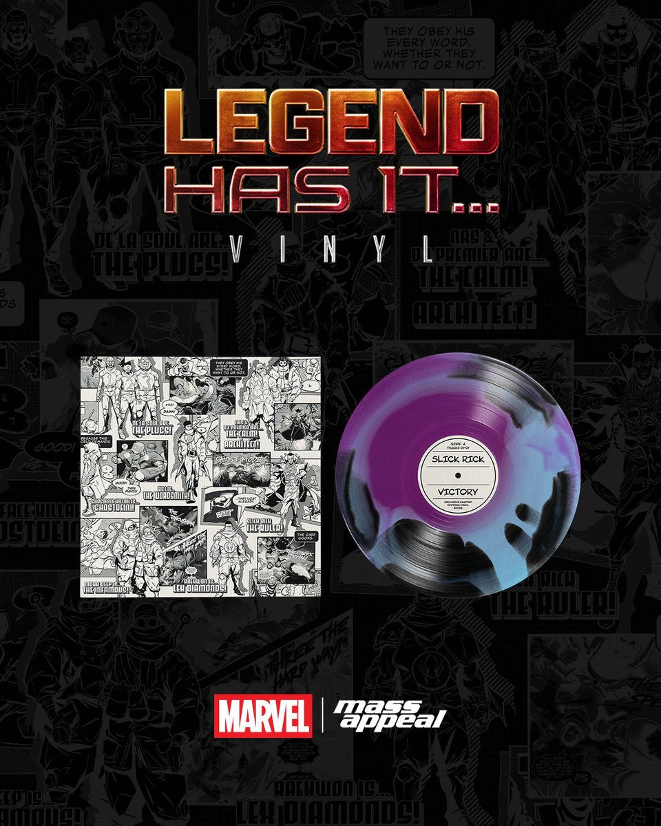 MassAppeal's tweet photo. ๐จ @therulernyc x @marvel ๐จ
๐จ NEW VINYL ๐จ
The historic #LegendHasIt campaign is memorialized with custom Marvel vinyl editions for each album release. Available beginning Tuesday, May 21.
Join the Mass Appeal Newsletter for early access: https://t.co/2sOOf7Vwn2 https://t.co/1RulSzAJKp