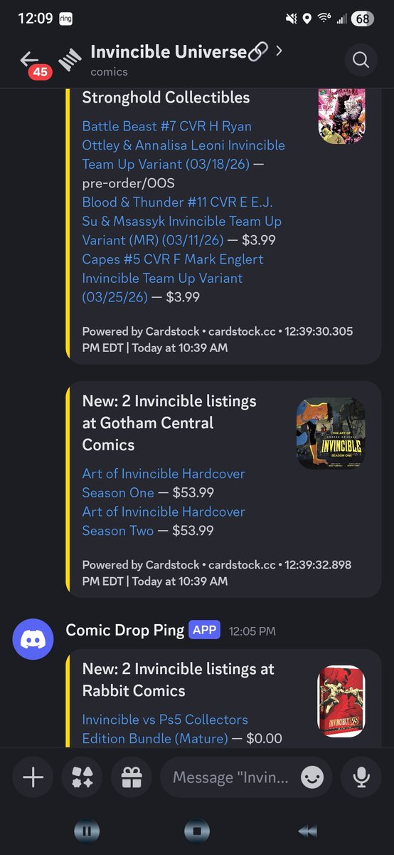 agparadox's tweet photo. Invincible Comic info!

Real Time Invincible Comic ALERTS for the top LCS and artist websites are now LIVE in the discord!

Come through, link in bio!
#invincible #comic #ThursdayBanger https://t.co/1xqS6XeCbU