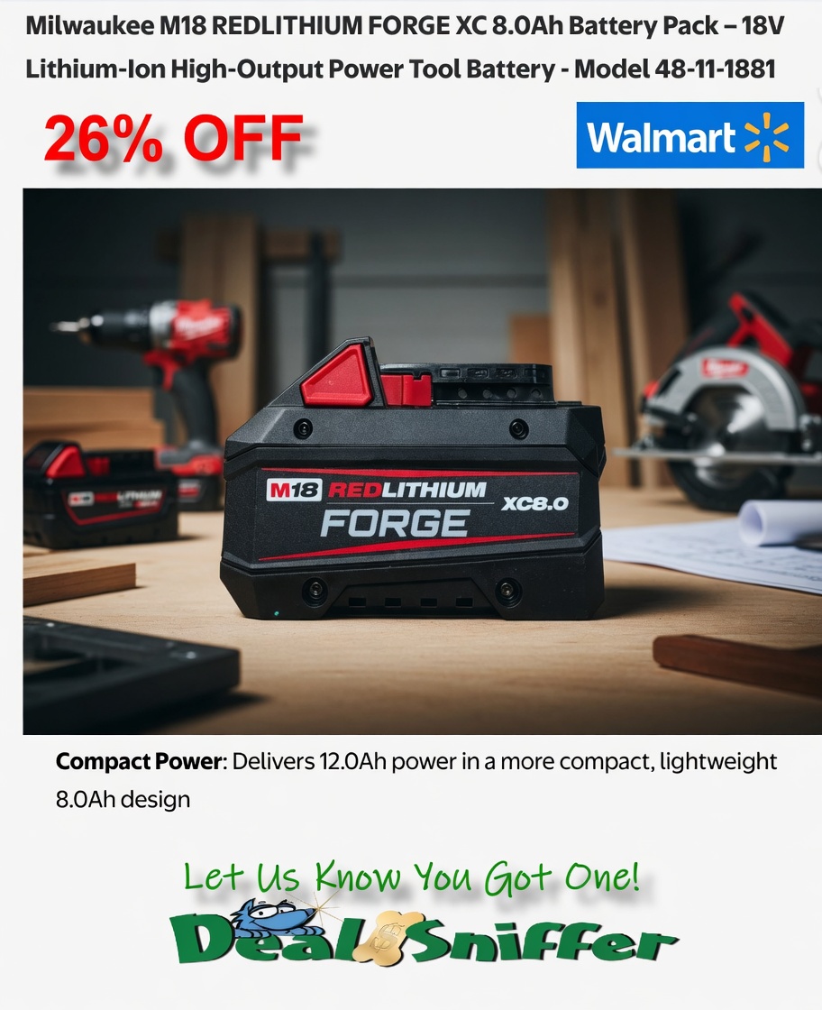 dealsniffer's tweet image. 🚨 26% OFF Milwaukee M18 REDLITHIUM FORGE XC 8.0Ah Battery Pack 🔋
mavely.app.link/e/SBOmcZk7SXb 🔗
#MilwaukeeTools #PowerTools #ToolDeals #M18 #walmart