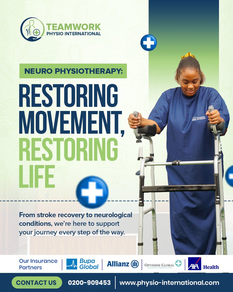 PhysioTeamwork's tweet photo. Regain control. Rebuild strength. Reclaim your life.

Our Neuro Physiotherapy services are designed to support recovery from stroke and other neurological conditions.

Start your journey to better movement today.

#NeuroPhysio #StrokeRecovery #Rehabilitation #TeamworkPhysio https://t.co/OQ4sabMGPy