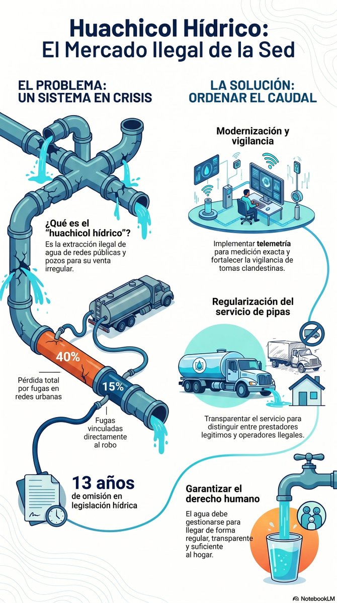 feliperebollo's tweet photo. El "huachicol hídrico" es causa y consecuencia de una crisis mayor.
Combatir el robo de💧 es necesario, pero insuficiente.
Mientras para unos la pipa🚚 es abastecimiento, para otros es la prueba de que el sistema falló. 
✍🏻 https://t.co/HhaDQCgRfc https://t.co/KcOzZue7Gf