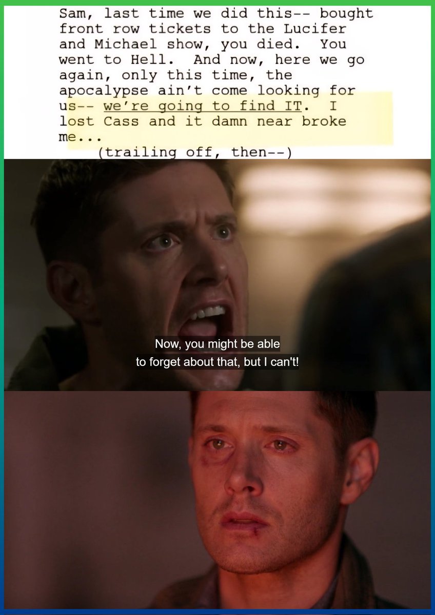 Deleting the scene in which Dean said "I lost Cas and it damn near broke me..." was a hate crime