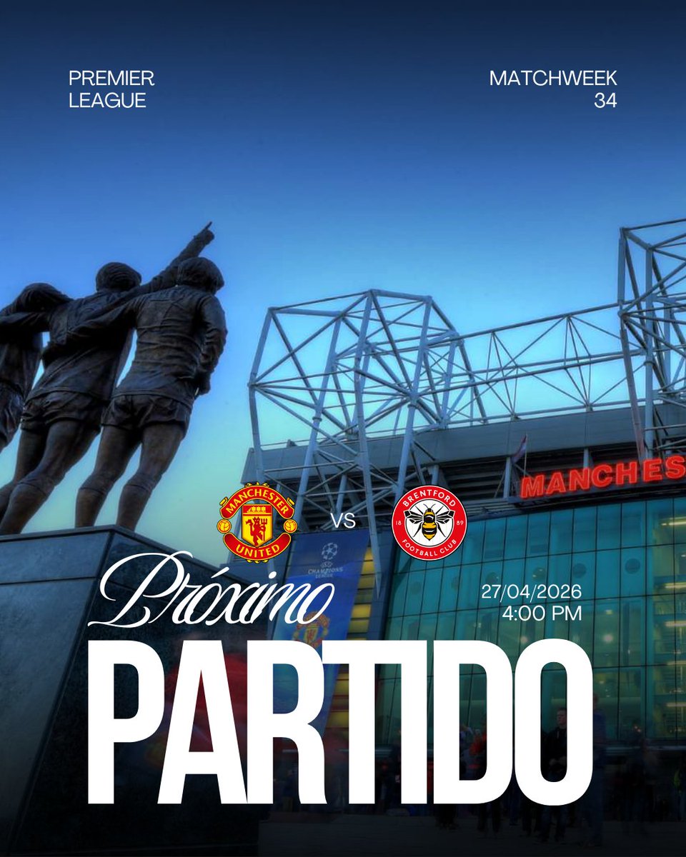 mufcuruguay's tweet image. 🔴 𝑷𝑹𝑶́𝑿𝑰𝑴𝑶 𝑷𝑨𝑹𝑻𝑰𝑫𝑶

Volvemos a casa luego de la victoria ante Chelsea.

🏟️Old Trafford 
🆚 Brentford
📅 Lunes 27/04, 16:00 (🇺🇾)

Partido clave para prácticamente sellar la clasificación a la próxima Champions League.

Hay que hacerse sentir. Vamos United. 👹
#MUFC