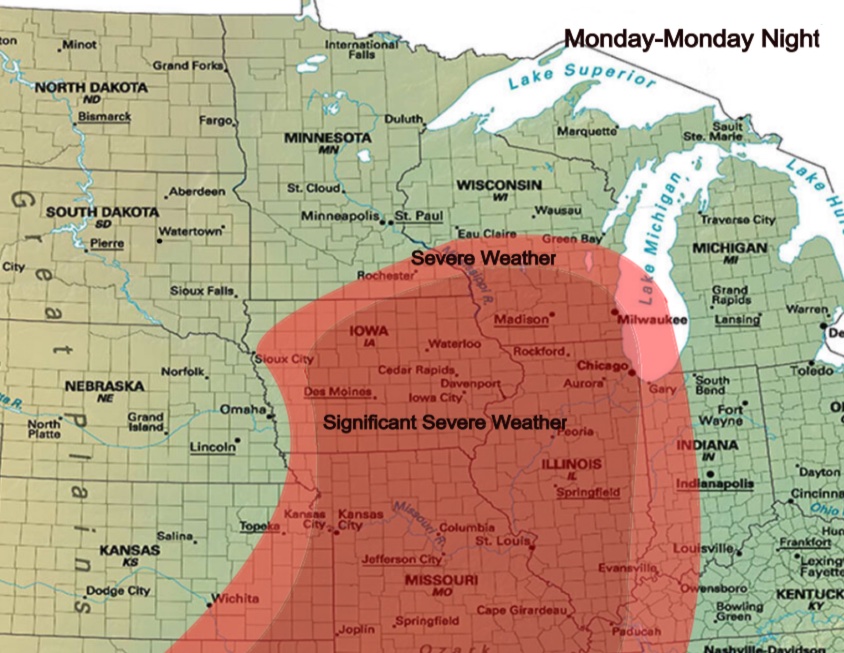 MidwestWeathe_r's tweet photo. A significant severe weather event is expected to materialize next Monday across a large portion of the Mississippi Valley. https://t.co/SkUnOUs7hQ