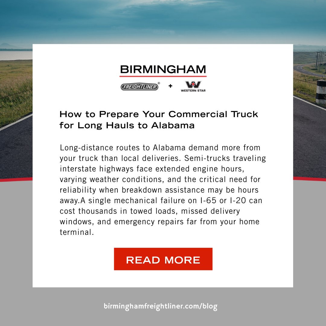 Bham_Freight's tweet photo. Our latest blog breaks down how to prep your truck properly, plan smarter routes, and stay compliant so you keep moving and avoid costly downtime.

Read the full blog here
🔗https://t.co/PAeoHuH1aJ  

#BirminghamFreightliner #LongHaulTrucking https://t.co/ohOQ1Z6jI6