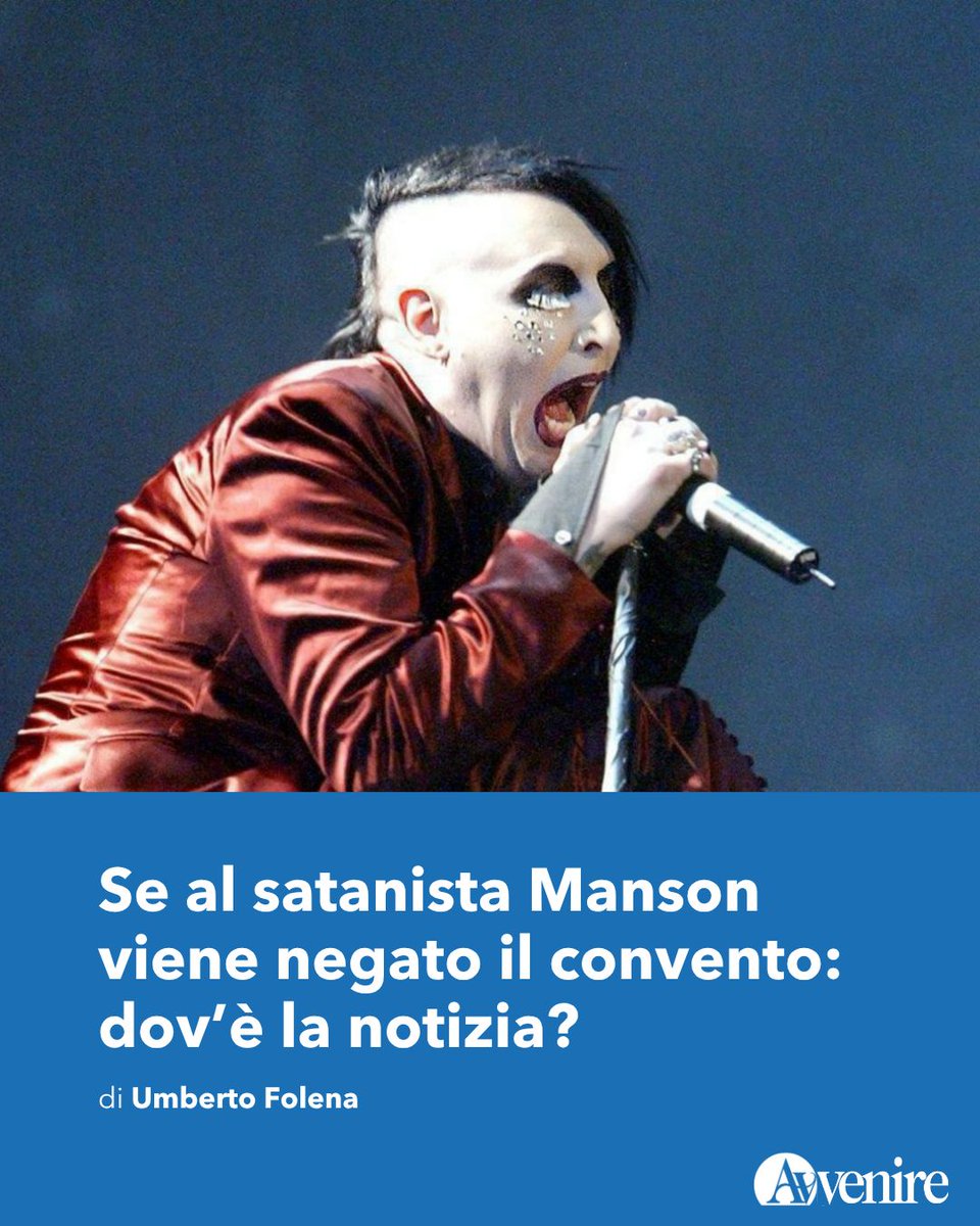 Avvenire_Nei's tweet photo. Il musicista di "shock rock" terrà un concerto in piazza a Ferrara. Il vicino convento non ha permesso di usare le sue sale come backstage e il sindaco leghista Fabbri si è detto dispiaciuto. Ma forse non sa chi è... 

Continua a leggere l'editoriale di Umberto Folena
https://t.co/oSay6P7lby