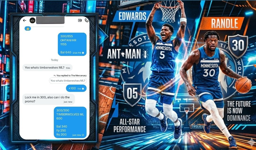 ChanceforGlory1's tweet photo. 🚨PLAYER MAX BET ALERT🚨

#NBA
🏀TO WIN $600: Minnesota Timberwolves ML

#GamblingTwitter #GamblingX #Timberwolves #NBABetting #NBAX https://t.co/MBwHhJ1T1c