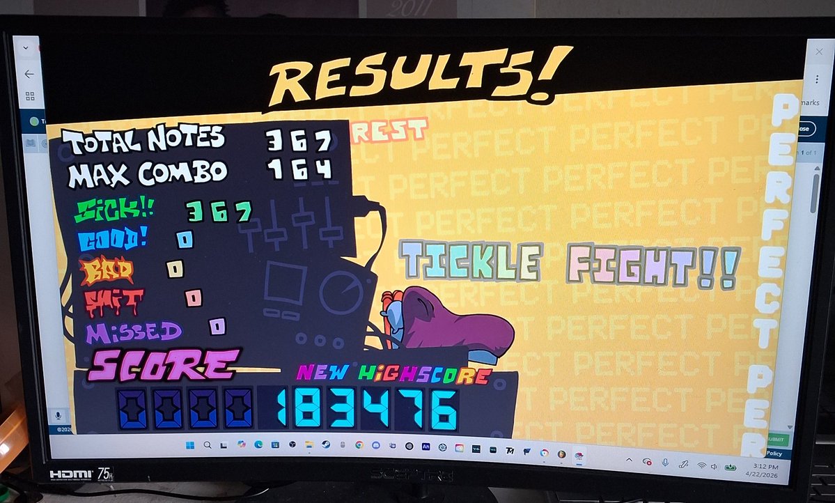 Squidboii41502's tweet image. WOOO GOT ALL SICKS ON WEEK 1 AND TUTORIAL!!! Now I'm gonna see if I can get that with the whole game! #fnf #fridaynightfunkin #week1 #game #music