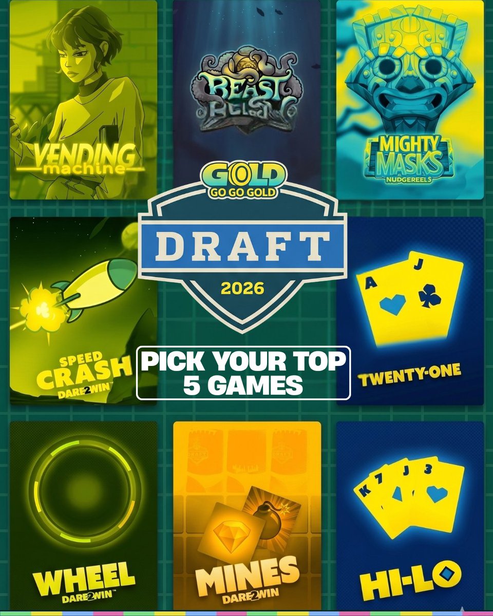 The 2026 NFL Draft starts tonight, but you’re officially on the clock at GoGoGold! 🚨

The GoGoGold Draft:
1️⃣ Pick your Top 5 games of our page
2️⃣ Drop them in the replies 👇

We’re drafting the best picks &amp; giving away FREE SC to play!