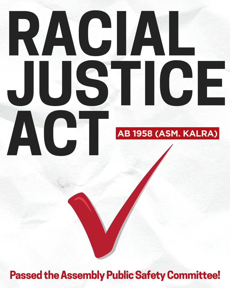 ellabakercenter's tweet photo. AB 1958 (@Ash_Kalra) has passed the Asm Public Safety Committee.
This bill strengthens the RJA by making it easier to prove racial disparities in charging &amp; sentencing, making sure courts have clearer guidance &amp; that prosecutors are held accountable to disclose relevant evidence. https://t.co/RtNuBPUKqM