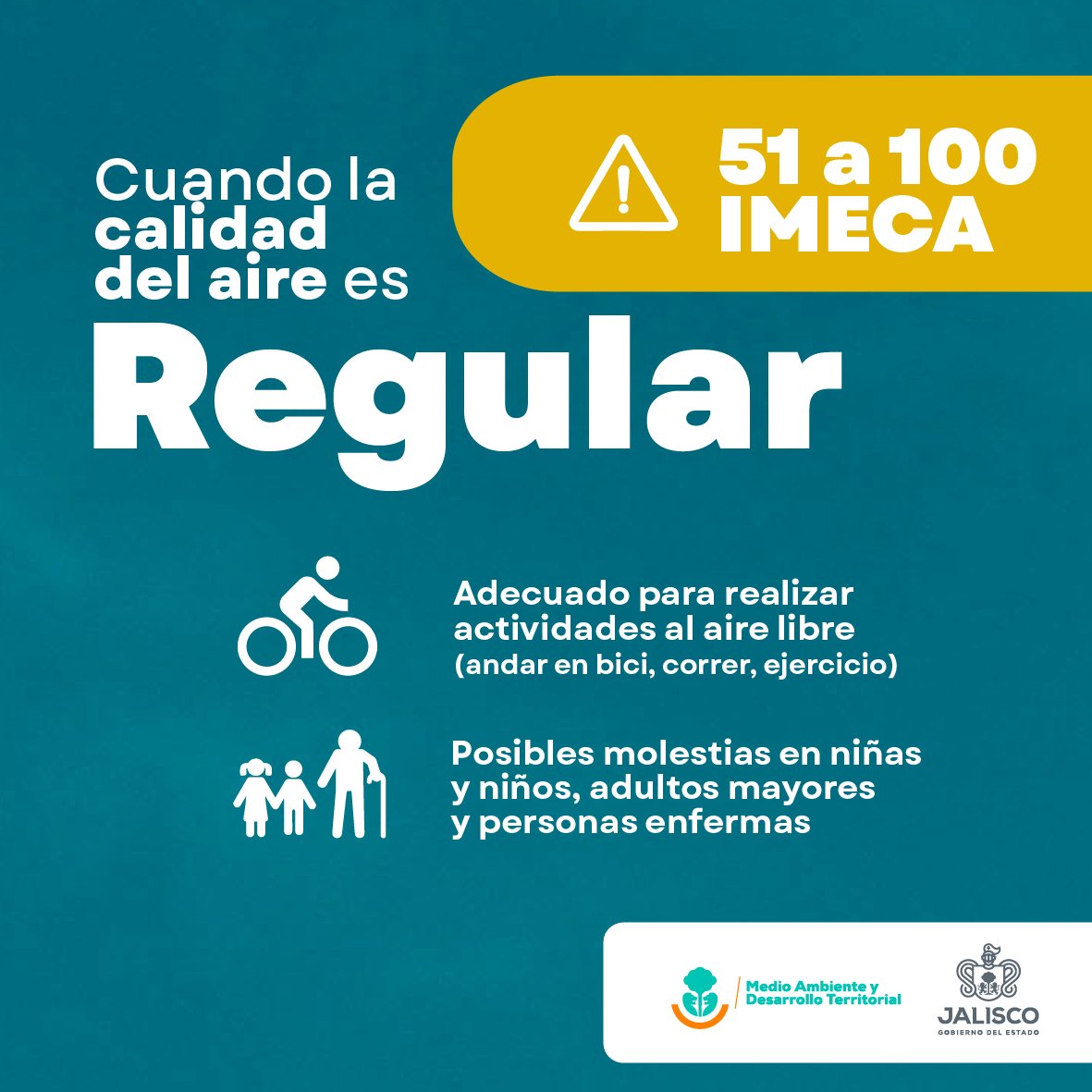 AireySaludAMG's tweet image. jue 01:00 p.m. En #AMG la #CalidadDelAire Promedio es : REGULAR, nivel máximo registrado 86 puntos IMECA en Las Pintas  Consulta Índice de calidad del aire en AMG : aire.jalisco.gob.mx