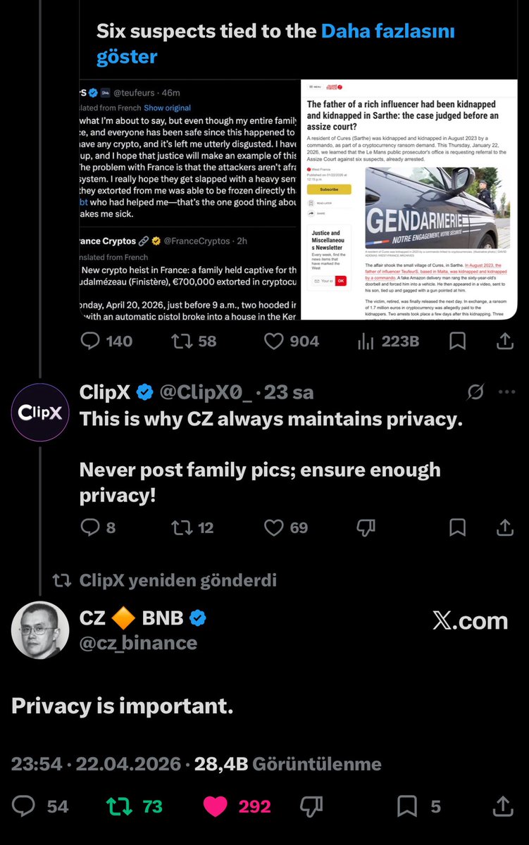 bearwithit97's tweet image. Day 133 — #BSC Alpha Wallet

Momentum building… and attention increasing.

Wallet value: $9,139  
Position: 10.25M $CLIPX  
Daily: +12.13%

Another strong green day.

More importantly something bigger happened yesterday:

CZ (Binance founder) directly replied to a ClipX account