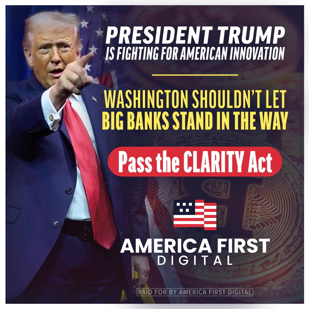 a1stdigital's tweet photo. America’s financial future should be shaped by innovation and opportunity, not controlled by big banks. Congress should stand with President Trump’s innovation agenda, keep DeFi leadership in the United States, and pass the CLARITY Act. https://t.co/ZNE854skgQ