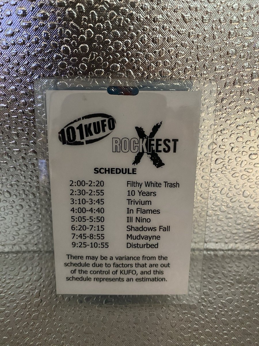 Brasmi's tweet photo. Lifetime Concert Diary #32:  @Mudvayne, @Disturbed
101 KUFO Rockfest Ten
Date:  August 10, 2005
Venue:  Columbia Meadows, St. Helens OR
Album Cycle:  Lost And Found; Ten Thousand Fists
Other Artists:  Filthy White Trash, 10 Years, Trivium, In Flames, Ill Nino, Shadows Fall

#ConcertMemories
#ThrowbackThursday