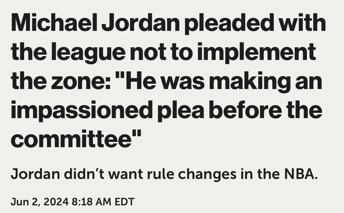 jasehoops's tweet image. on a related note imagine how the discourse would look if Shai were the one complaining while people were saying he’s the one getting the benefit of it

Jordan constantly complained about the physicality of defenses and even pushed to ban zone defense to reduce his coverages