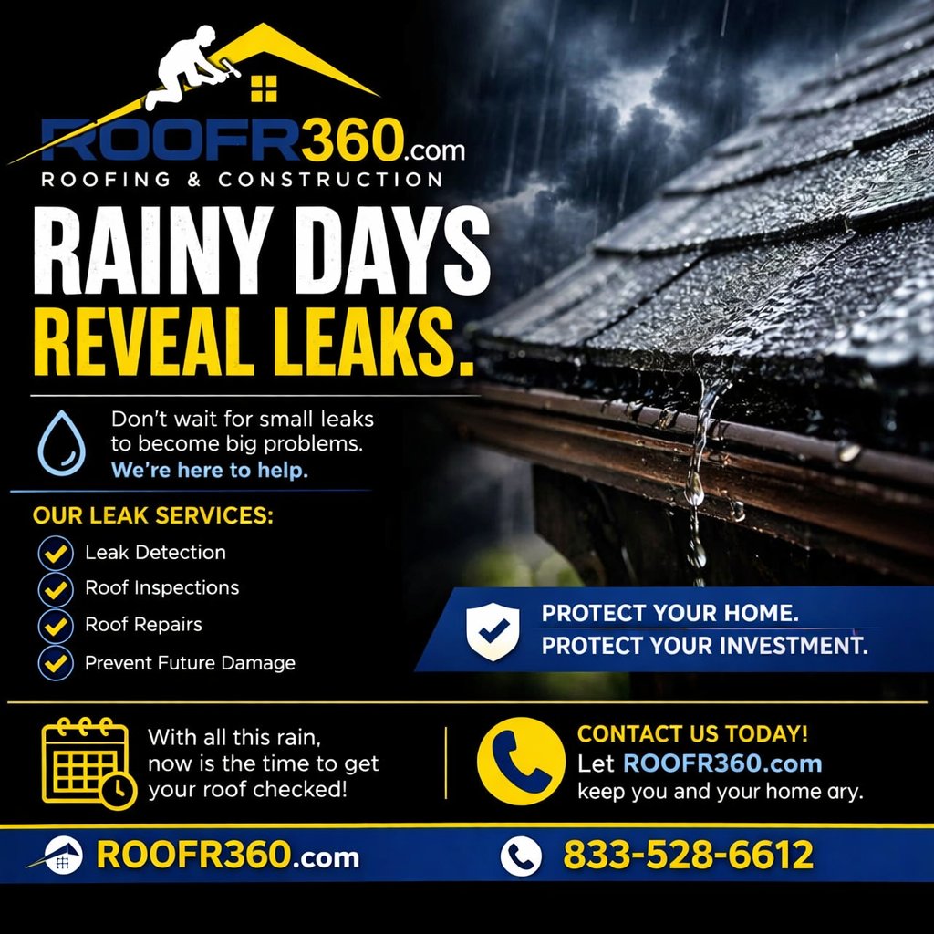 roofr360's tweet image. 🌧️🏠 A healthy roof doesn’t just survive storms — it prevents them.   Stop leaks before they start with ROOFR360.com. Inspections today save repairs tomorrow 🔧
📞 833‑528‑6612 | 🌐 
#RoofInspection #PreventiveMaintenance #TexasRoofing #HTX #DFW
