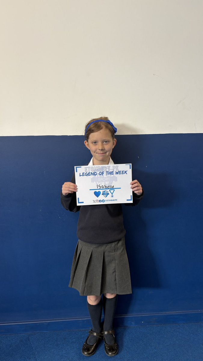 EtonburyPE's tweet image. Our KS2 Legend of the Week for the girls has been awarded to,
💙⭐Isabelle⭐💙
For outstanding success in her football both inside and outside of school!!  ⚽️🌟
@EtonburyAcademy
#ETAWay #KS2 #TeamETA