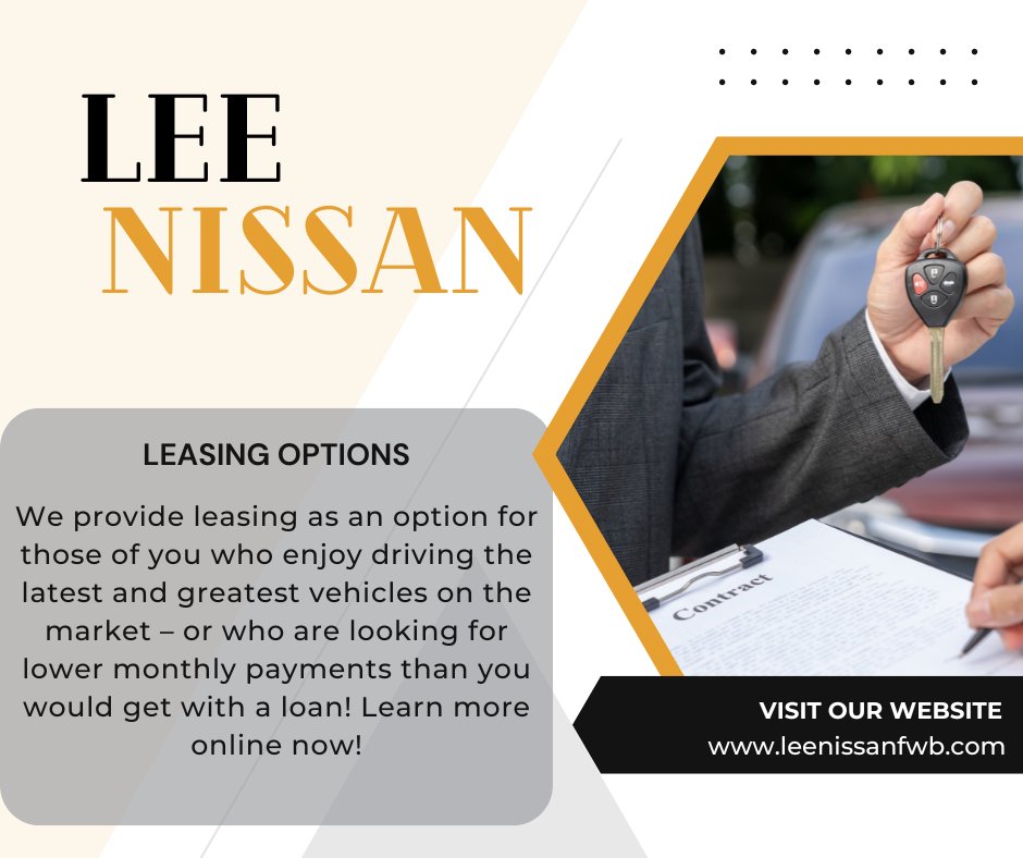 We provide leasing as an option for those of you who enjoy driving the latest and greatest vehicles on the market – or who are looking for lower monthly payments than you would get with a loan! Learn more online now! --> bit.ly/3SZjZzI