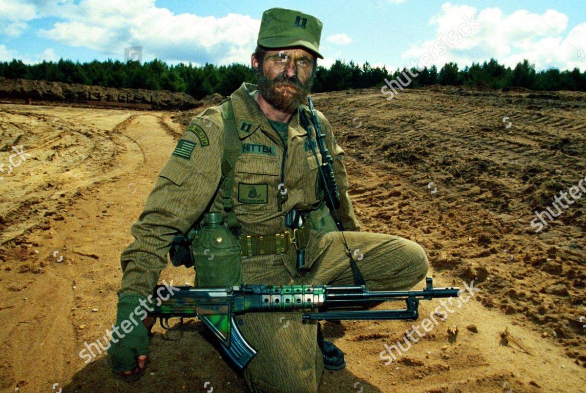 Member of Northern Michigan Militia wearing Strichart style camouflage pattern uniform, 1994 period. He is armed with a Chinese Type 56 SKS-pattern rifle.