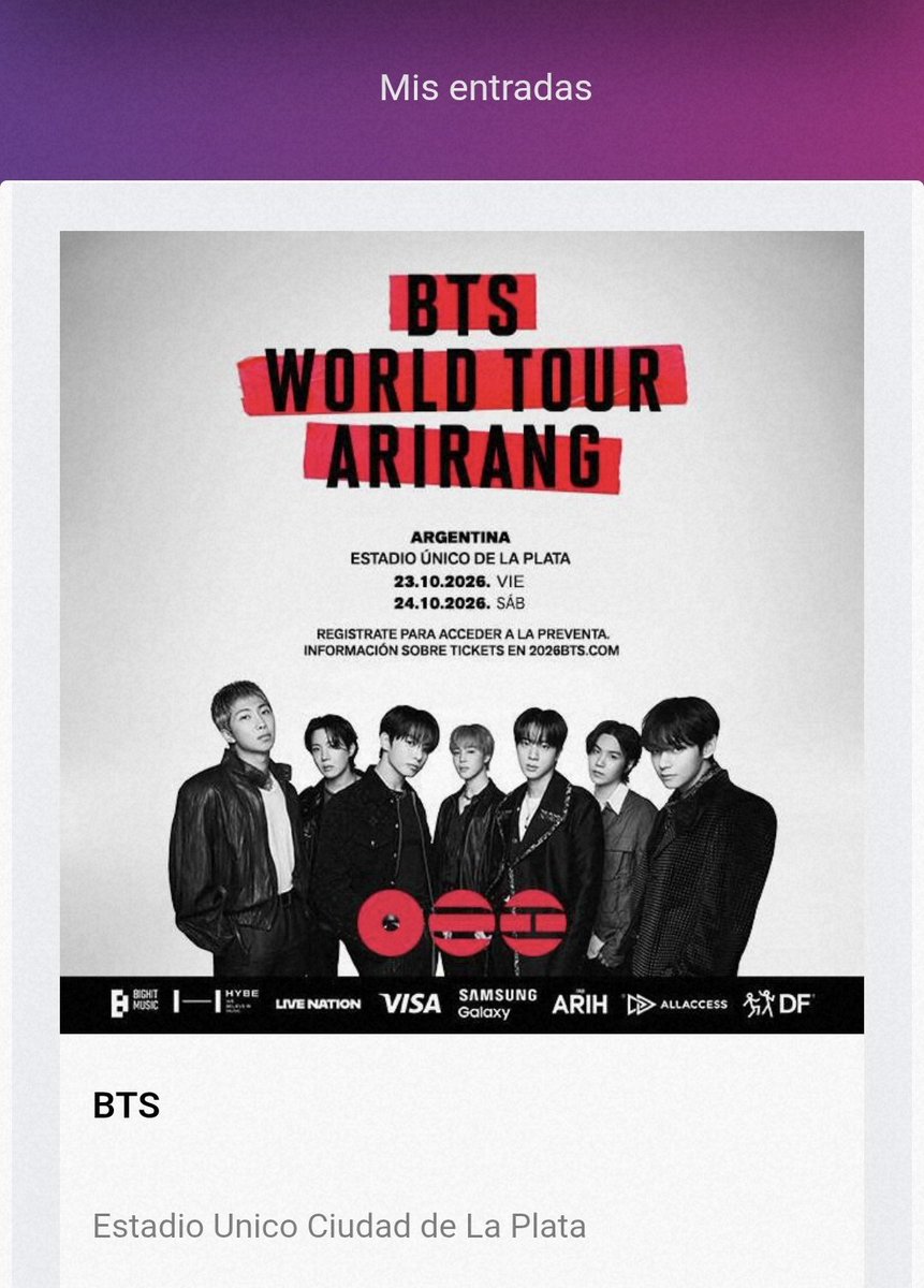 zhcnlee's tweet photo. CHICAS NUNCA HAY QUE RENDIRSE, YO ESTUVE DESDE LA PRIMERA PREVENTA Y ALFIN HOY PUDE CONSEGUIR 2 PLATEAS PREFERENCIALES PARA EL 21 #btsenargentina https://t.co/ihAaUm5IHc