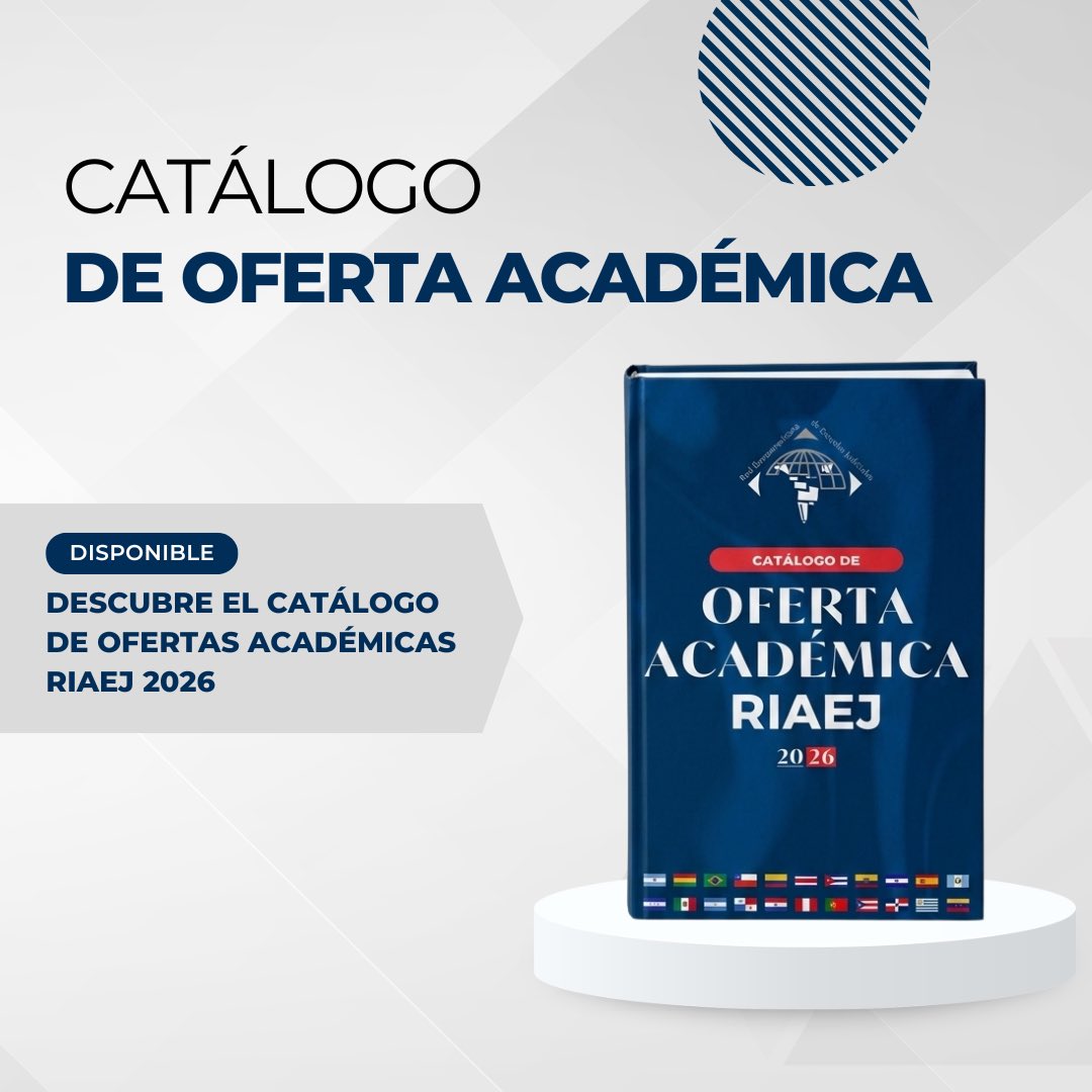 riaej_web's tweet photo. La Red Iberoamericana de Escuelas Judiciales (RIAEJ) presenta su Catálogo de Ofertas Académicas.

Este compendio reúne los programas, cursos y espacios de formación orientados al fortalecimiento de las capacidades en el ámbito judicial. https://t.co/YPNZMMQCay