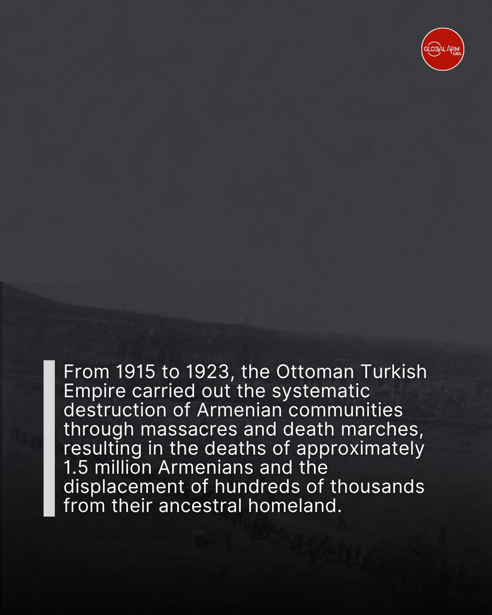 globalarm_us's tweet photo. This April 24, Global ARM pays respect to the 1.5 million Armenians systematically massacred by the Ottoman government.

Global ARM will continue working tirelessly in DC toward securing justice for the Armenians and accountability for the crimes being committed by Azerbaijan. https://t.co/5Ye4sVo6KB