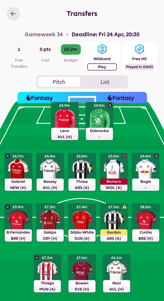VAN_7_7's tweet photo. @FPLBander شرايك هاذي تشكليتي هل تستاهل افعل وايلد كارد ؟ https://t.co/qSBwXoB7aO