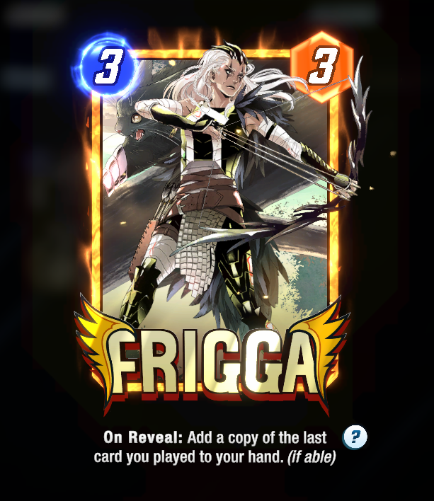 marvelsnapnames's tweet photo. 13,600 credits later and I finally have the only playable Frigga variant 🙏🥴 https://t.co/wXYYYpxNRZ