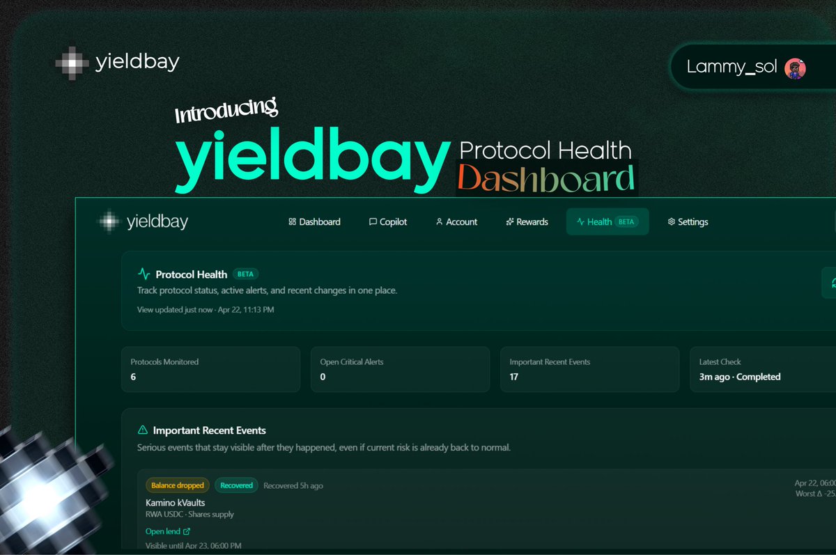 The safety of every #DeFi protocol still needs to be checked!

If you're farming yield on <a href="/solana/">Solana</a> DeFi…  
Yes, you chase high APYs, but your money is only as safe as the protocol behind it.

One sudden TVL drop or liquidity squeeze can quietly hurt your returns or make