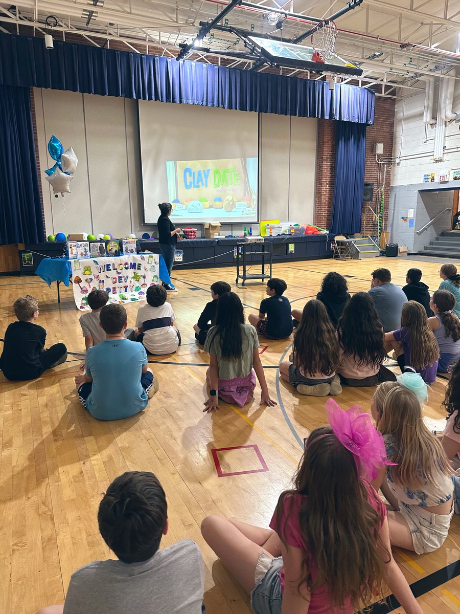 Pufferlibrary's tweet photo. Day two of Author Fest with the incredibly creative Dev Petty! Henry Puffer loves your stories!! 📚 #dg58pride https://t.co/q87UDTskfV