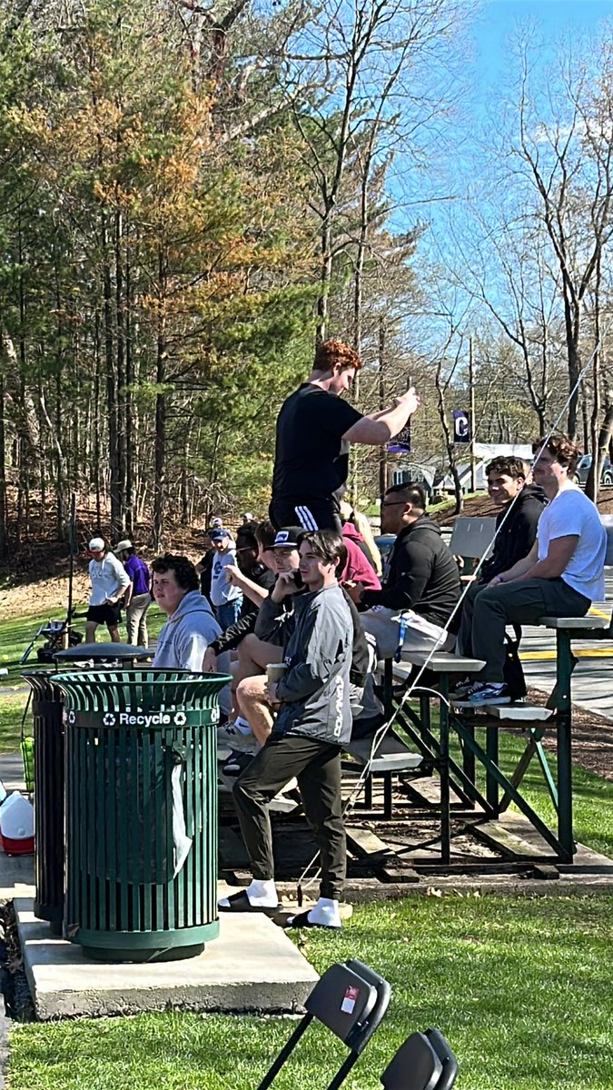 CurryCollegeAD's tweet image. A little windy but a nice day to play tennis. Let’s go Curry.  Nice support from our other athletes.  #bleedpurple