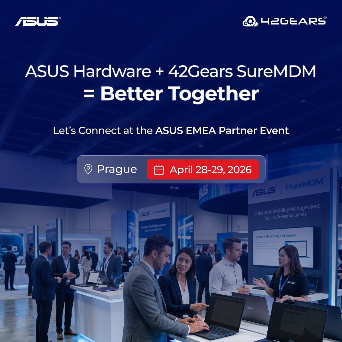 42gears's tweet image. Next week: 42Gears x ASUS

At the ASUS EMEA Partner Event—showcasing SureMDM for AI-ready management, secure kiosk lockdown &amp;amp; zero-touch deployment.

Turn hardware into business tools. See you there.

#42Gears #ASUS #UEM #MDM #ITOps