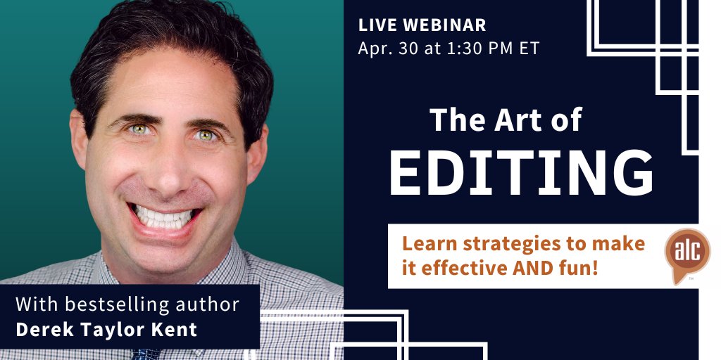 authorlearning's tweet image. Next week, bestselling author Derek Taylor Kent will teach editing strategies that will make it fun &amp;amp; effective, &amp;amp; that will ensure your manuscript is ready.
authorlearningcenter.com/webinars/c/e/2…
#writingworkshops #writingcommunity #writerslife #amwriting #amediting #writing #authorpreneur