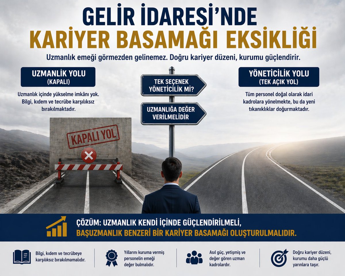 Gelir İdaresi’nde Kariyer Sorununun Gerçek Çözümü

Gelir İdaresi Başkanlığı’nın yükünü büyük ölçüde gelir uzmanları taşımaktadır. Vergi uygulamaları, mevzuatın doğru değerlendirilmesi, saha denetimleri ve mükellef işlemlerinin önemli kısmı bu kadroların emeğiyle yürümektedir.