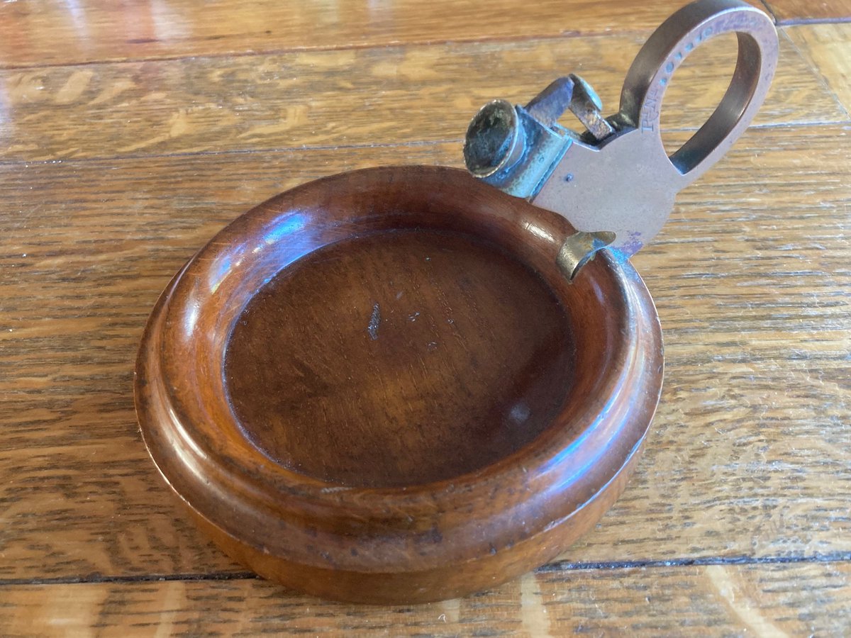 DaviesAntiques's tweet image. The Victorians did make everyday things well...... a brass and turned wood table cigar cutter with design registration number to the side. #antiques