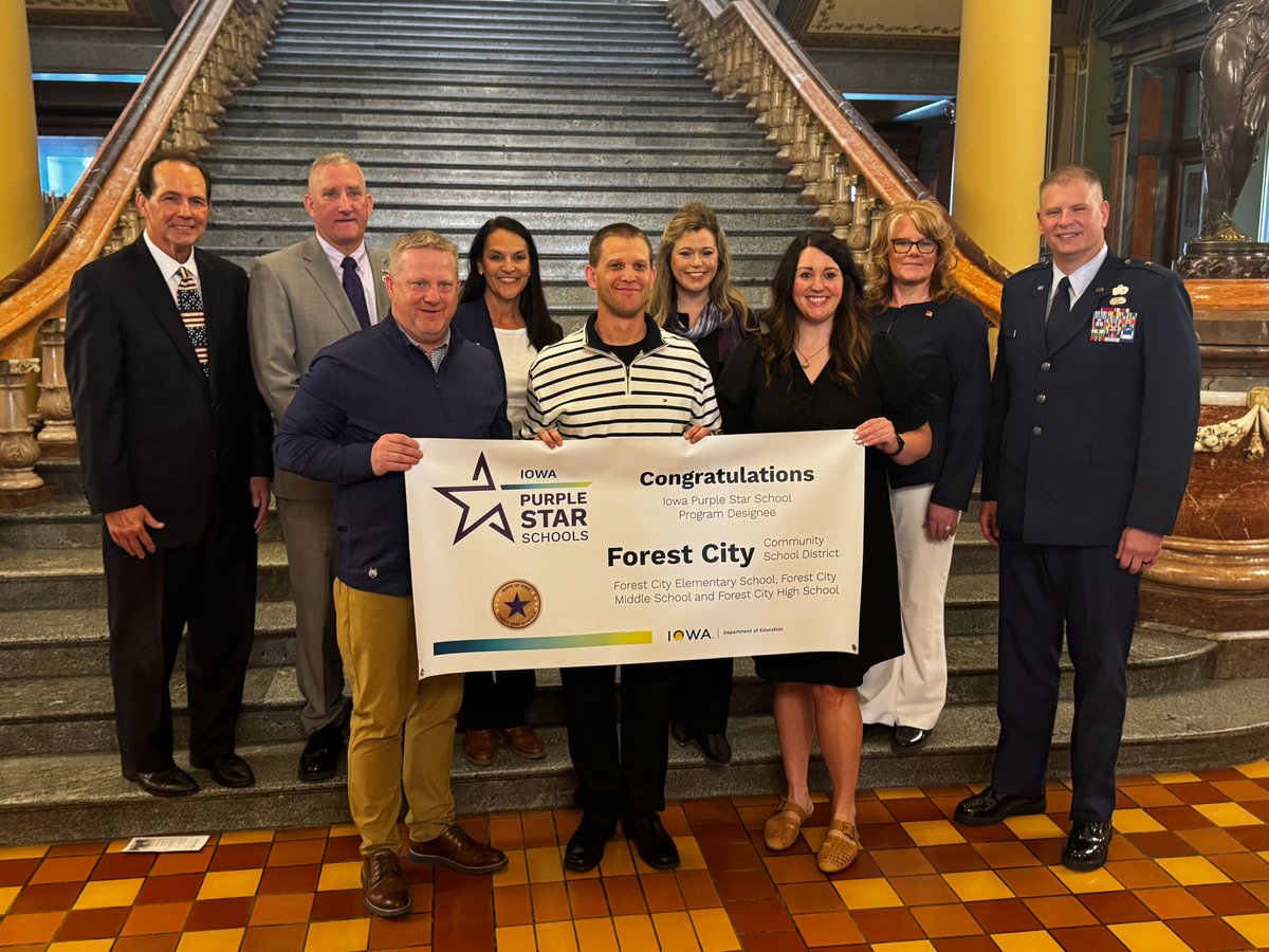 fcindians's tweet photo. We're proud to share that our district has been officially designated as a Purple Star School, becoming one of seven school districts in Iowa to receive this distinction for our commitment to supporting military-connected students and their families! https://t.co/AcQmuakWof