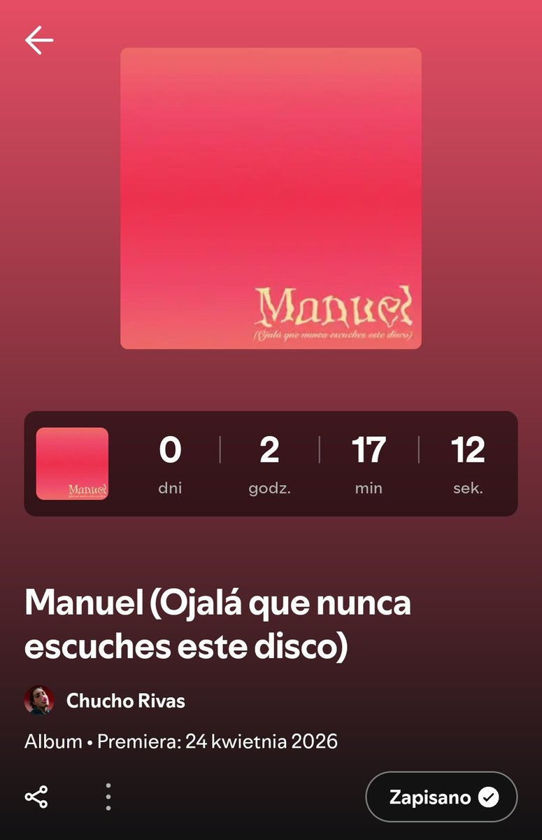 Faltan solo casi 2 horas para que salga el tercer disco de Chucho (primer como artista independiente) 🥹🤍 

pre-save: open.spotify.com/prerelease/0Yf…