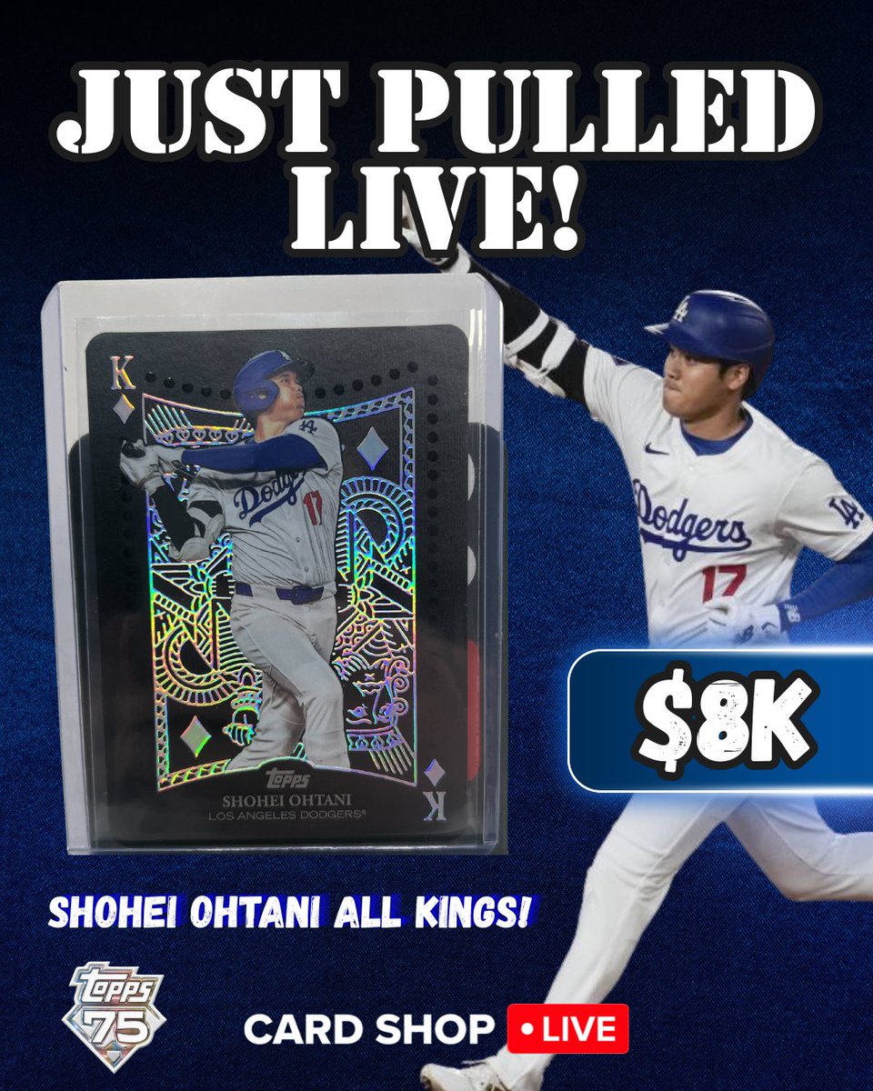 cardshoplive's tweet image. JUST PULLED: We Hit the Shohei Ohtani ALL KINGS! Moments Ago!!  Can you believe this was pulled from a $1 starts auction and in return pulling this badass card! Congrats to the new owner! 🤯

@whatnot @Topps @whatnotsports 
#topps #shoheiohtani #baseballcards #sportscards