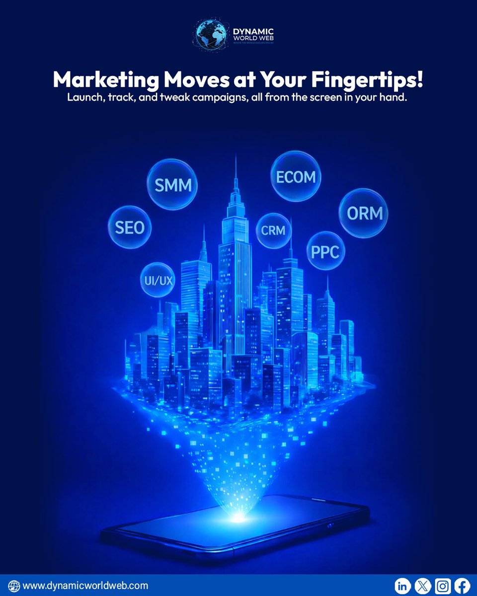 DynamicWorldWeb's tweet image. Your entire digital empire, controlled from the palm of your hand.

We offer every digital service your business needs to launch, grow, and scale, all under one roof. 🌐🚀

#digitalservices #techsolutions #ecommerce #webdesign #marketingagency