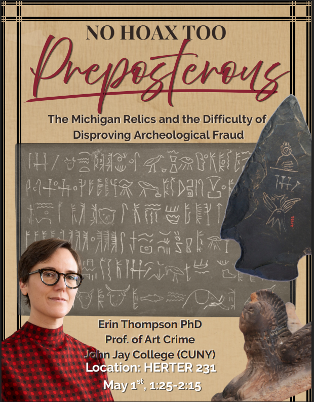 JosephAPWilson1's tweet photo. Glad to be hosting @artcrimeprof for a guest lecture next week in my Frauds, Follies and Hoaxes class at UMASS, Amherst.

The event is open to the Public.  

Visitor parking is metered or in the Campus Center Garage, and Herter Hall is a short walk.
https://t.co/HFpsIiL8Ff https://t.co/wqP0IE2kpH