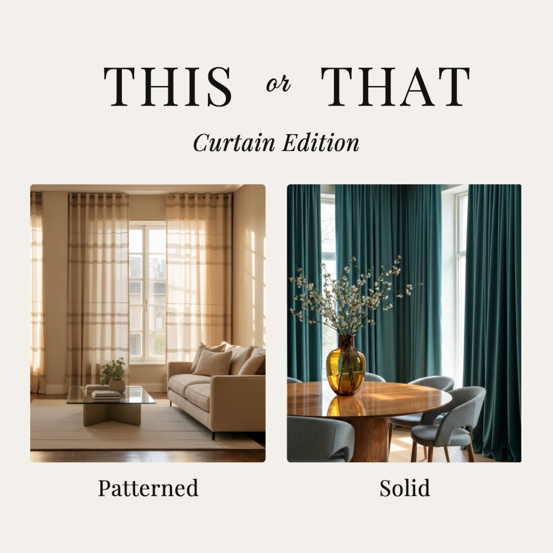 Selecting the ideal curtains can truly enhance any room!

When it comes to style and design, do you lean towards a minimalist look with solid colors, or do you prefer vibrant, patterned curtains that add a touch of personality?

#interiordesign #homedecor