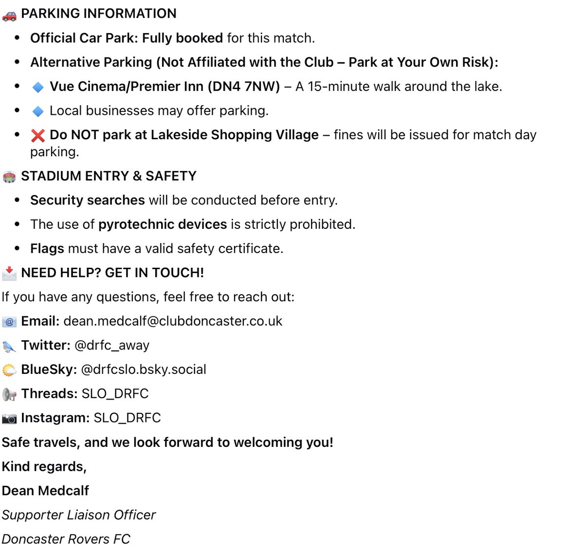 drfc_away's tweet photo. Hi Stevenage fans👋

I’m the SLO at Doncaster Rovers. Heading to the Eco-Power Stadium? Here’s everything you need to know ahead of Saturday's gam👇

ℹ️ Travel • Tickets • Turnstiles • Food &amp; Drink • Safety

#StevenageFC @StevenageFC_SLO @Stevenage_DSLO @SFCHerGameToo

1/7 🧵 https://t.co/KrzHS7F5oX