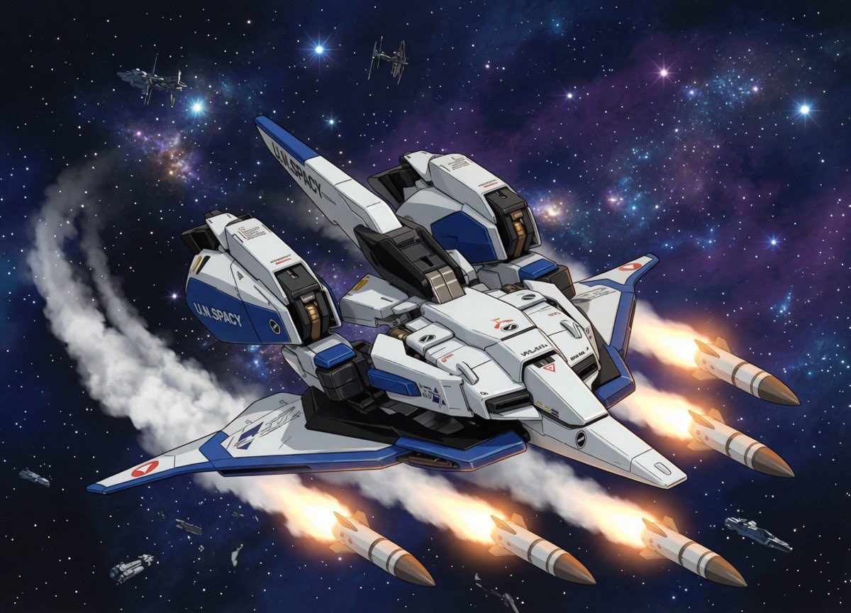 Z32Zx's tweet image. ４月２４日の金曜日👑
今日もファイトです🤭
マックスのＺがミサイルを発射
＃Gemini で模型画像を編集