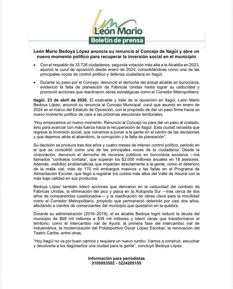 LEÓN MARIO BEDOYA L. tweet media