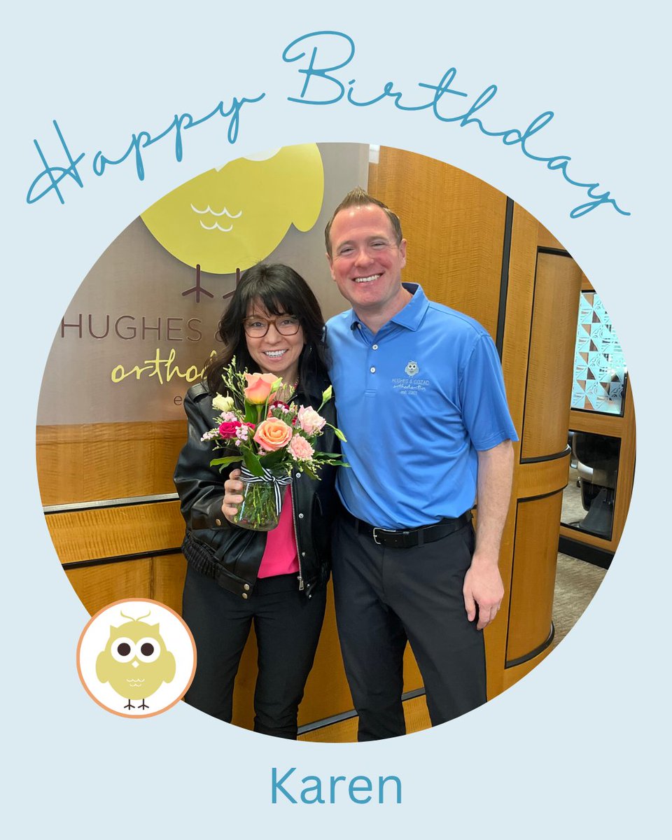 Please join us in celebrating Karen’s birthday! As one of our outstanding scheduling coordinators, Karen is an essential part of #TeamOwlbert. Let's wish her a big happy birthday! 💮🧁
 #FrontDesk #SchedulingCoordinator #BestofTheWoodlands #Braces #Invisalign