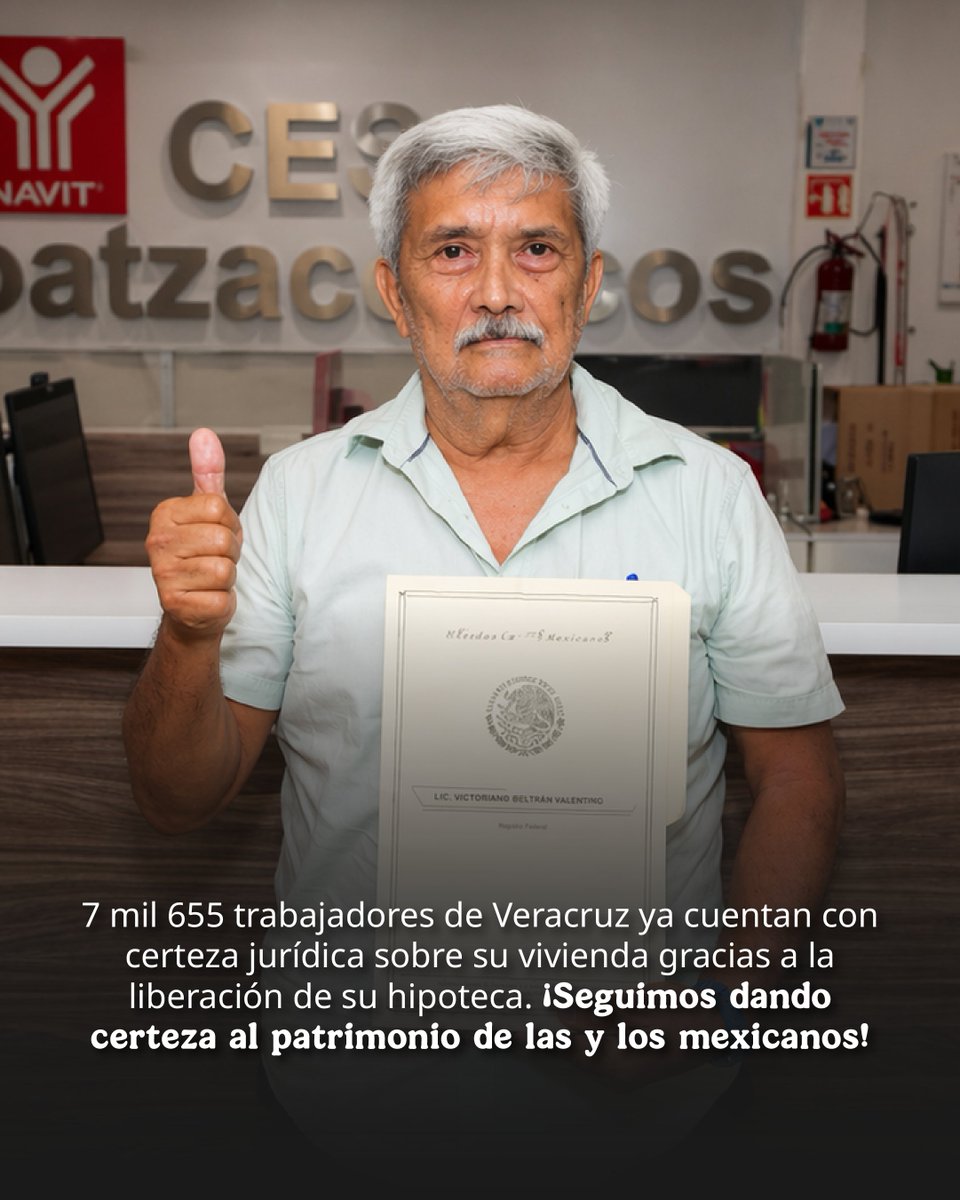 Seguimos avanzando para garantizar el derecho a la vivienda. 🏡

91 familias de Coatzacoalcos, Veracruz, ya cuentan con un hogar digno y seguro.

Gracias al Programa de #ViviendaParaElBienestar, impulsado por la Presidenta <a href="/Claudiashein/">Claudia Sheinbaum Pardo</a>, acercamos oportunidades que brindan