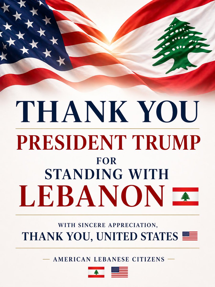 AntoinetteXlb's tweet image. Thank you, President Trump.
Thank you, United States. 🇺🇸
#Lebanon 🇱🇧 
@POTUS